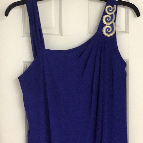 GREEK GODDESS STYLE ROYAL BLUE GOWN - Picture 4 of 16